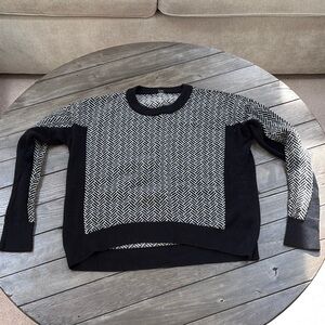 lululemon athletica Black and White Crewneck Sweater with Textured Knit